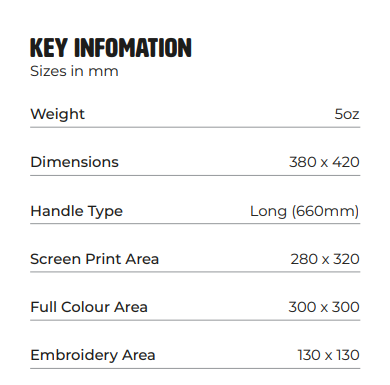 cotton bag specs